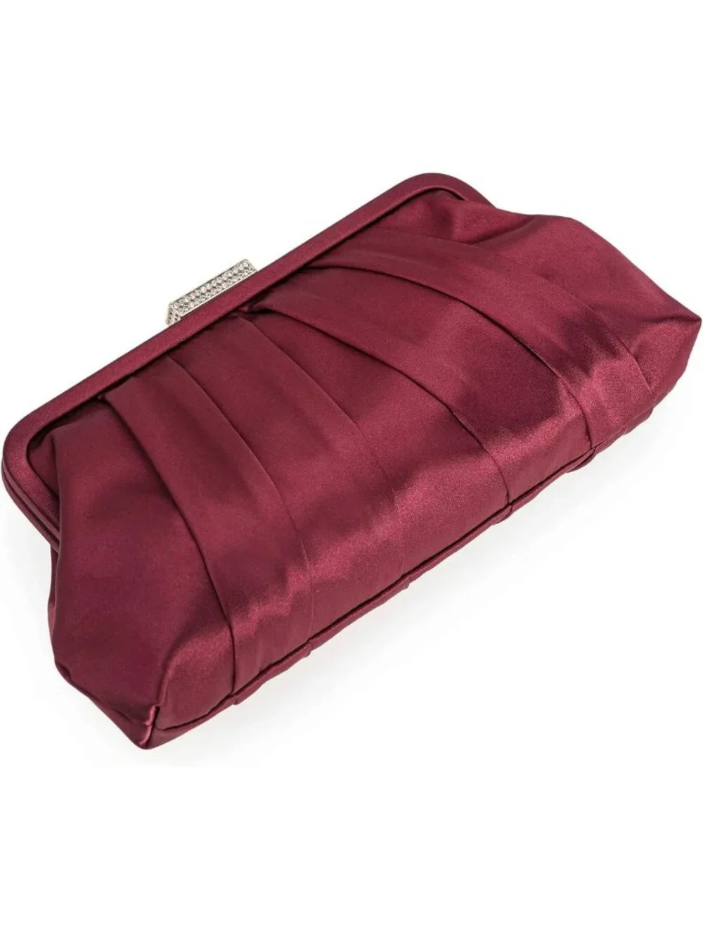 Elegant Pleated Satin Clutch Bag with Diamante, Perfect for Weddings & Formal